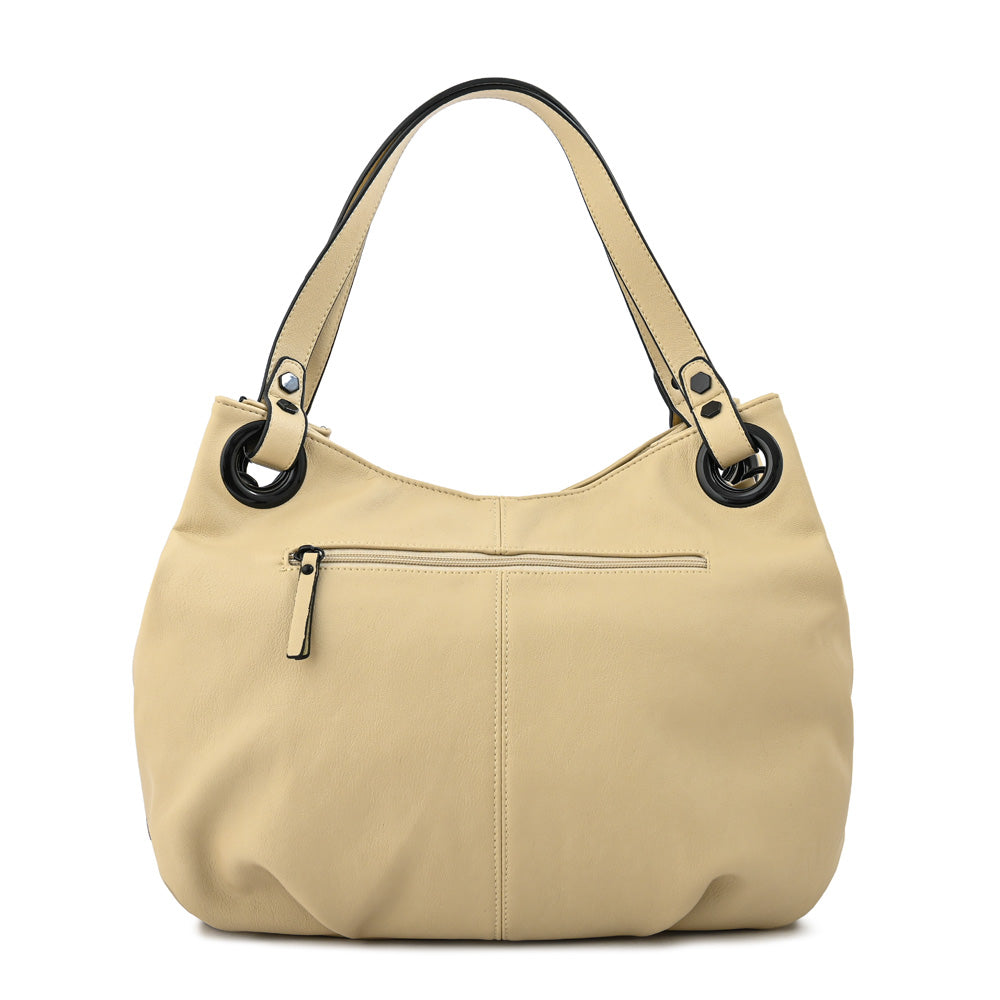 Cartera tote tres divisiones ema mediana blanco crudo