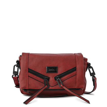 Cartera bandolera con tapa pequeña ema rojo oscuro
