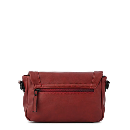 Cartera bandolera con tapa pequeña ema rojo oscuro
