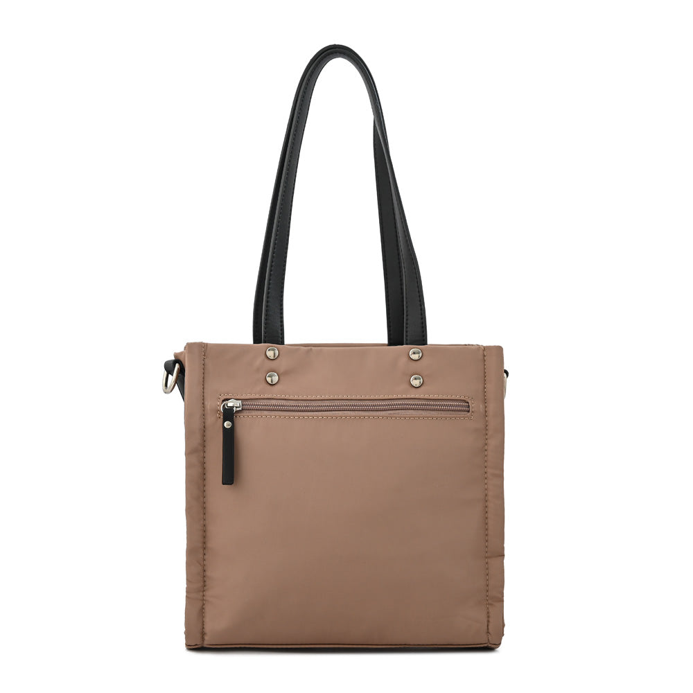 Cartera tote tres divisiones lisette beige oscuro