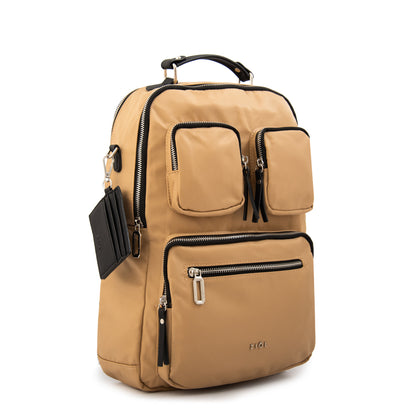 Mochila porta notebook megan grande beige oscuro