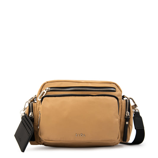 Cartera bandolera megan pequeña beige oscuro