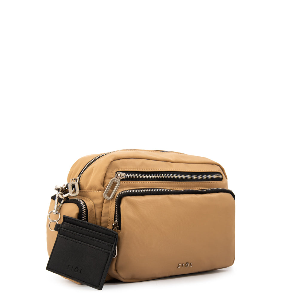 Cartera bandolera megan pequeña beige oscuro