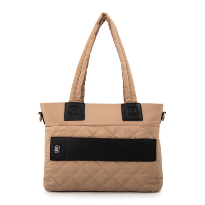Cartera tote porta notebook adela mediana beige oscuro