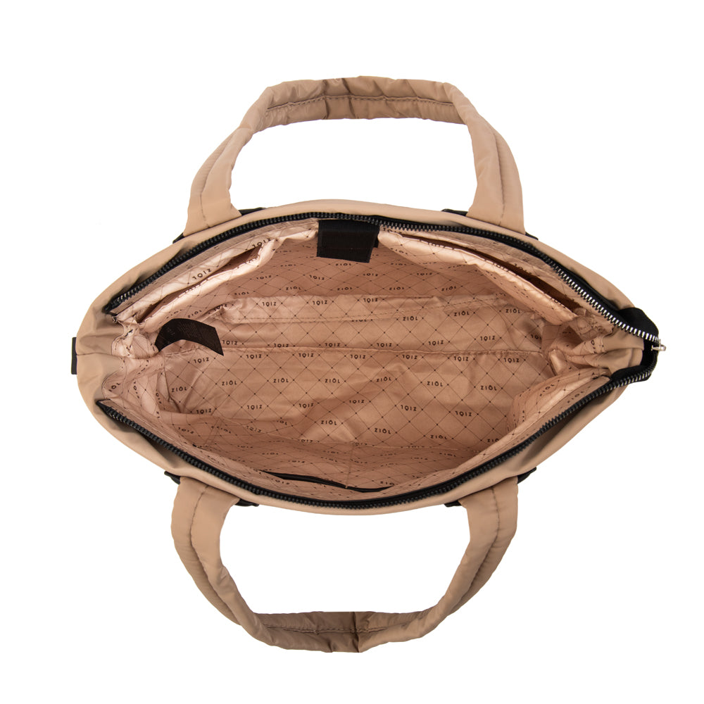 Cartera tote porta notebook adela mediana beige oscuro