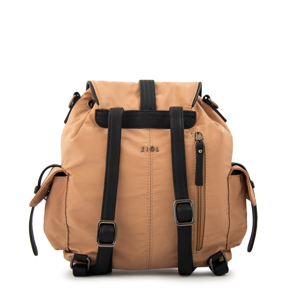 Mochila con tapa ximena mediana beige