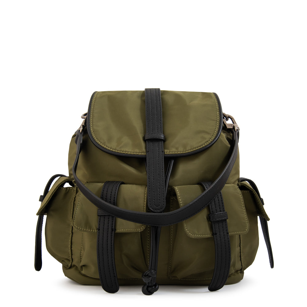 Mochila con tapa ximena mediana verde oliva