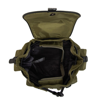 Mochila con tapa ximena mediana verde oliva