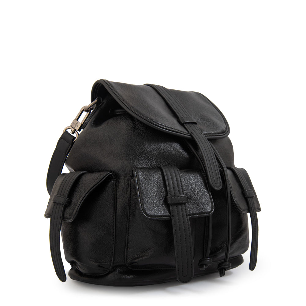 Mochila con tapa ximena mediana negro