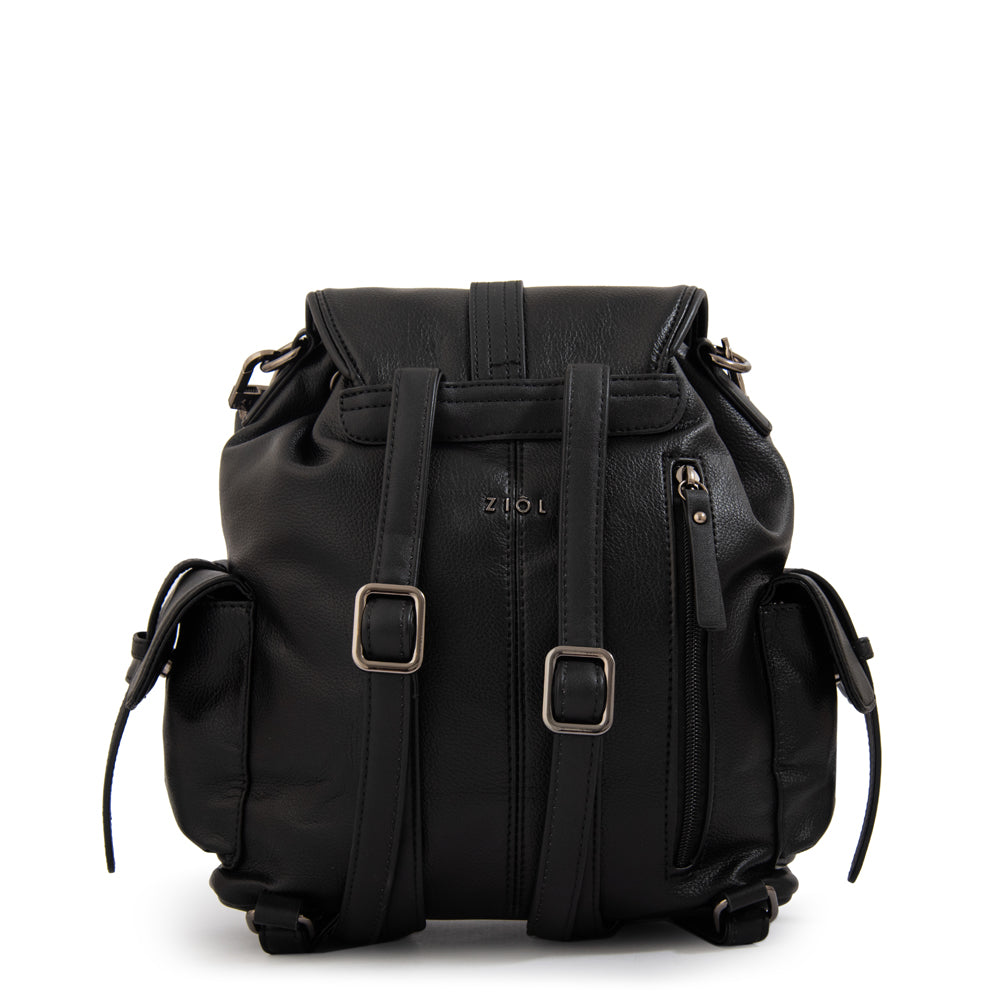 Mochila con tapa ximena mediana negro