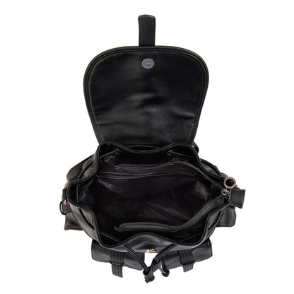 Mochila con tapa ximena mediana negro