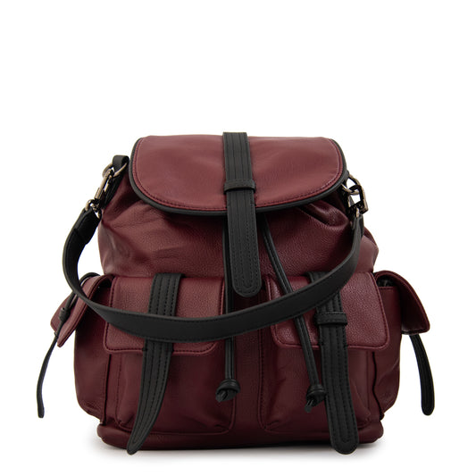 Mochila con tapa ximena mediana burdeo