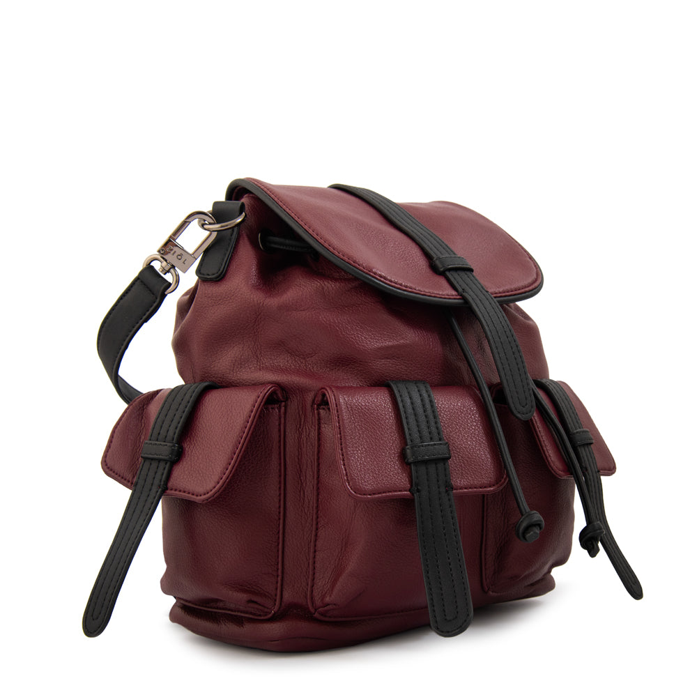 Mochila con tapa ximena mediana burdeo