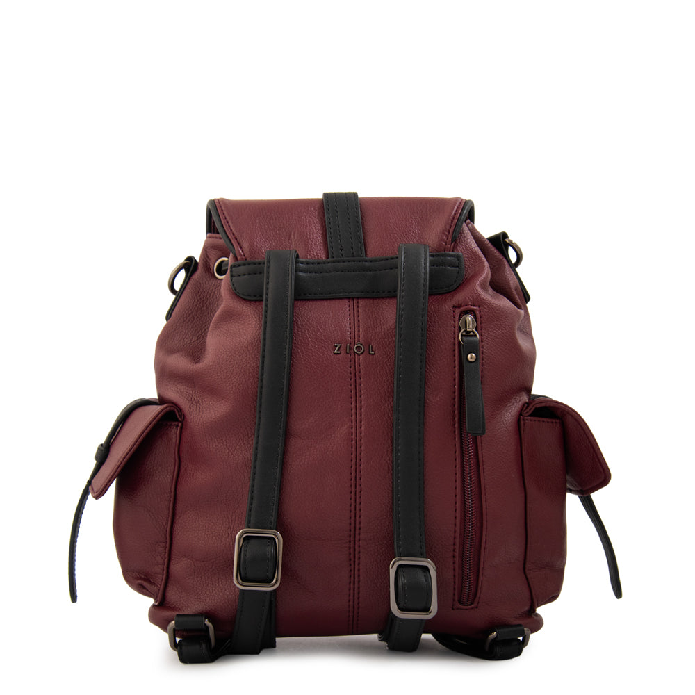 Mochila con tapa ximena mediana burdeo