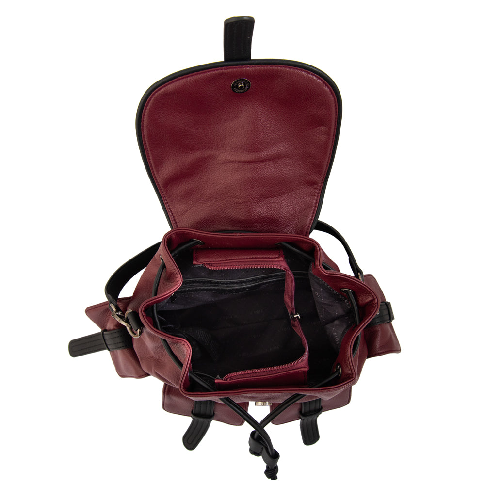 Mochila con tapa ximena mediana burdeo