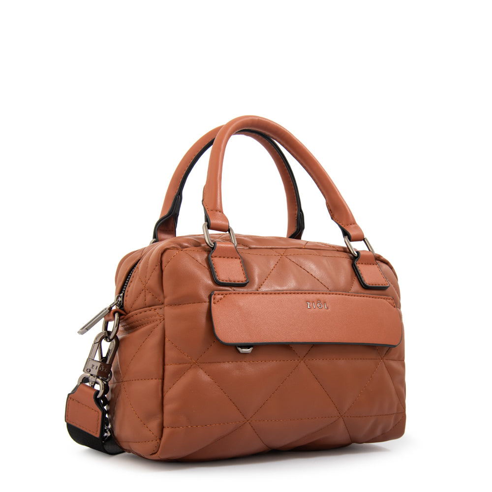 Cartera bandolera con asas brenda mediana café