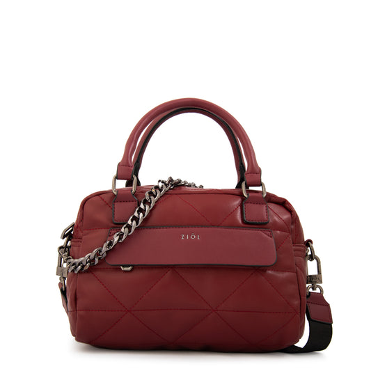 Cartera bandolera con asas brenda mediana burdeo