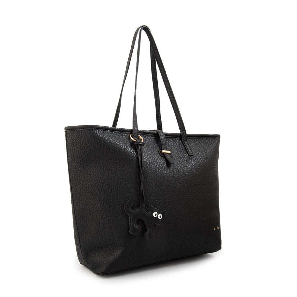 Cartera tote shopping bianca grande negro