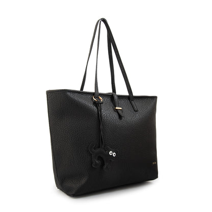 Cartera tote shopping bianca grande negro