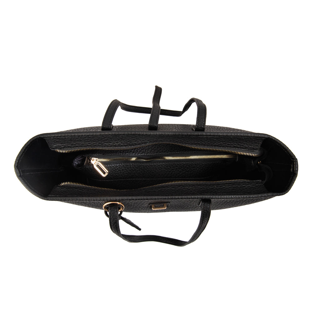 Cartera tote shopping bianca grande negro