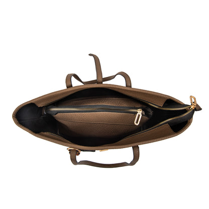 Cartera tote shopping bianca grande taupe