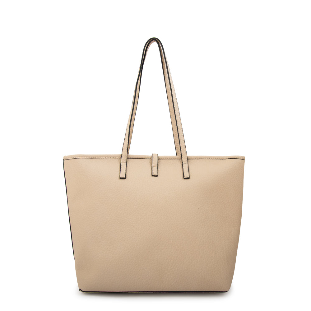 Cartera tote shopping bianca grande blanco crudo