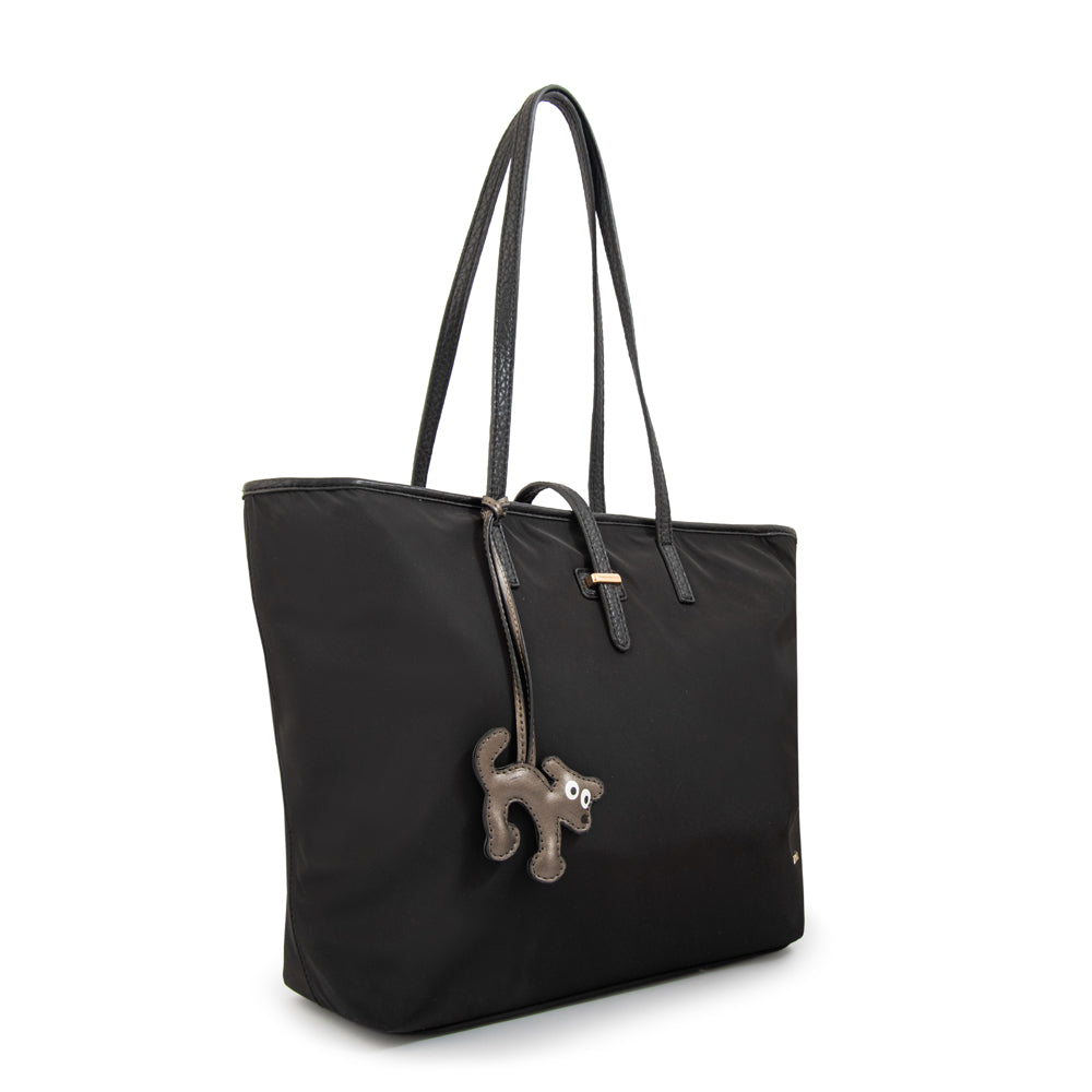Cartera tote shopping bianca grande negro