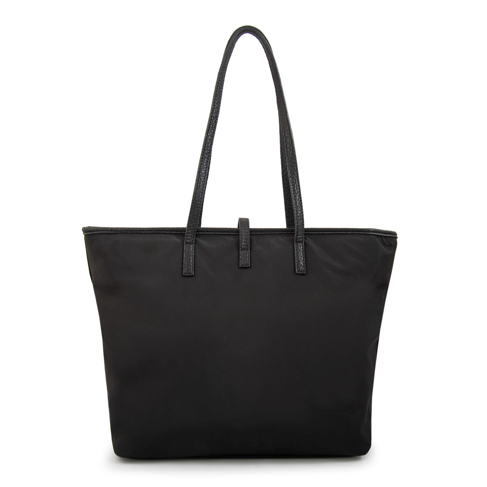 Cartera tote shopping bianca grande negro