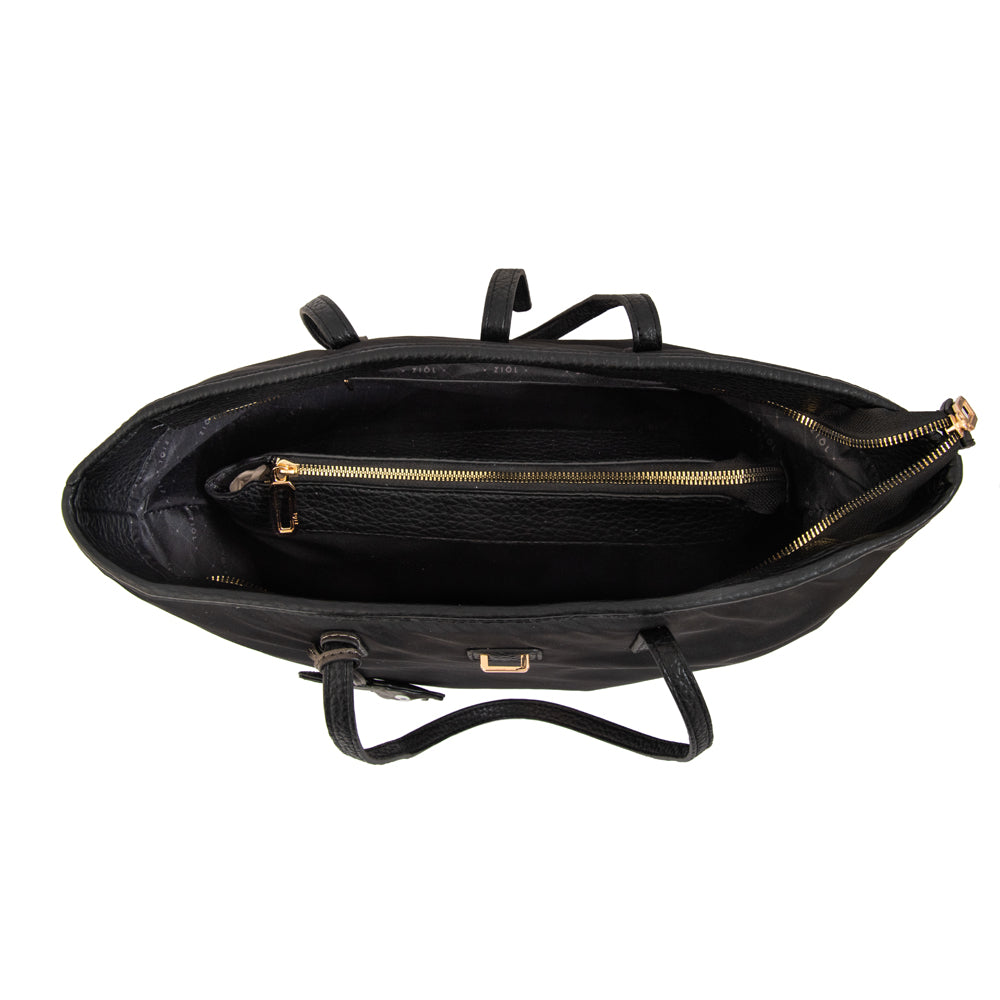 Cartera tote shopping bianca grande negro