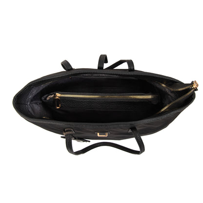 Cartera tote shopping bianca grande negro