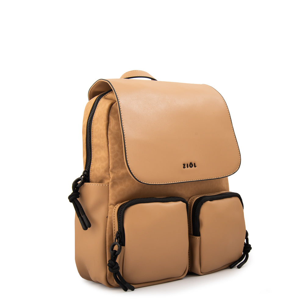 Mochila con tapa selina mediana beige