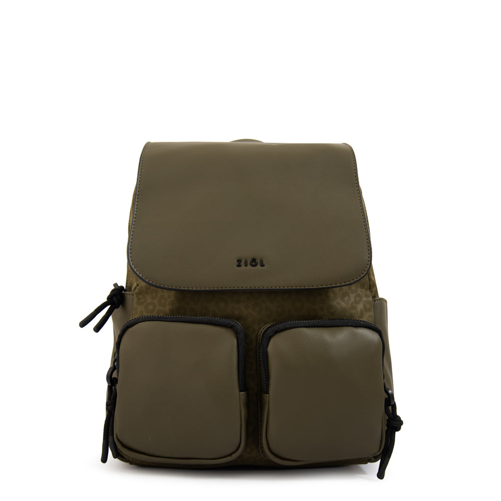 Mochila con tapa selina mediana verde oliva