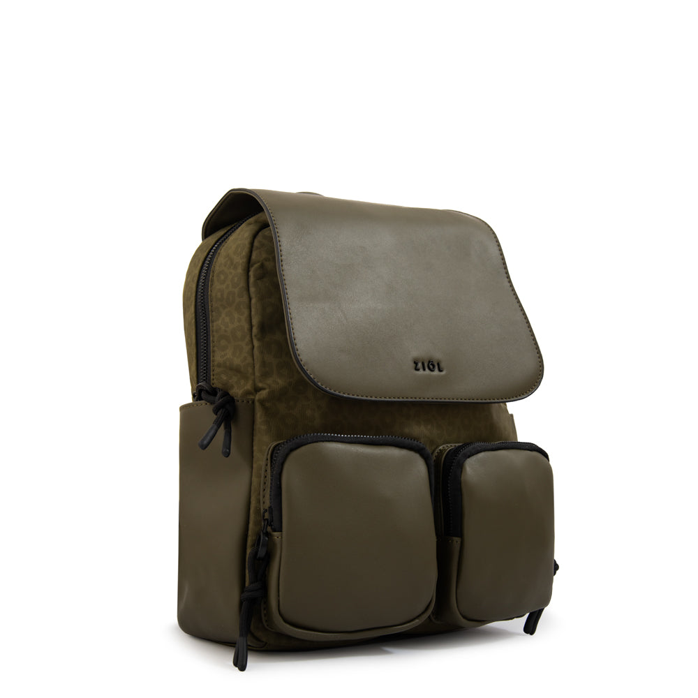 Mochila con tapa selina mediana verde oliva