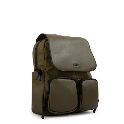 Mochila con tapa selina mediana verde oliva