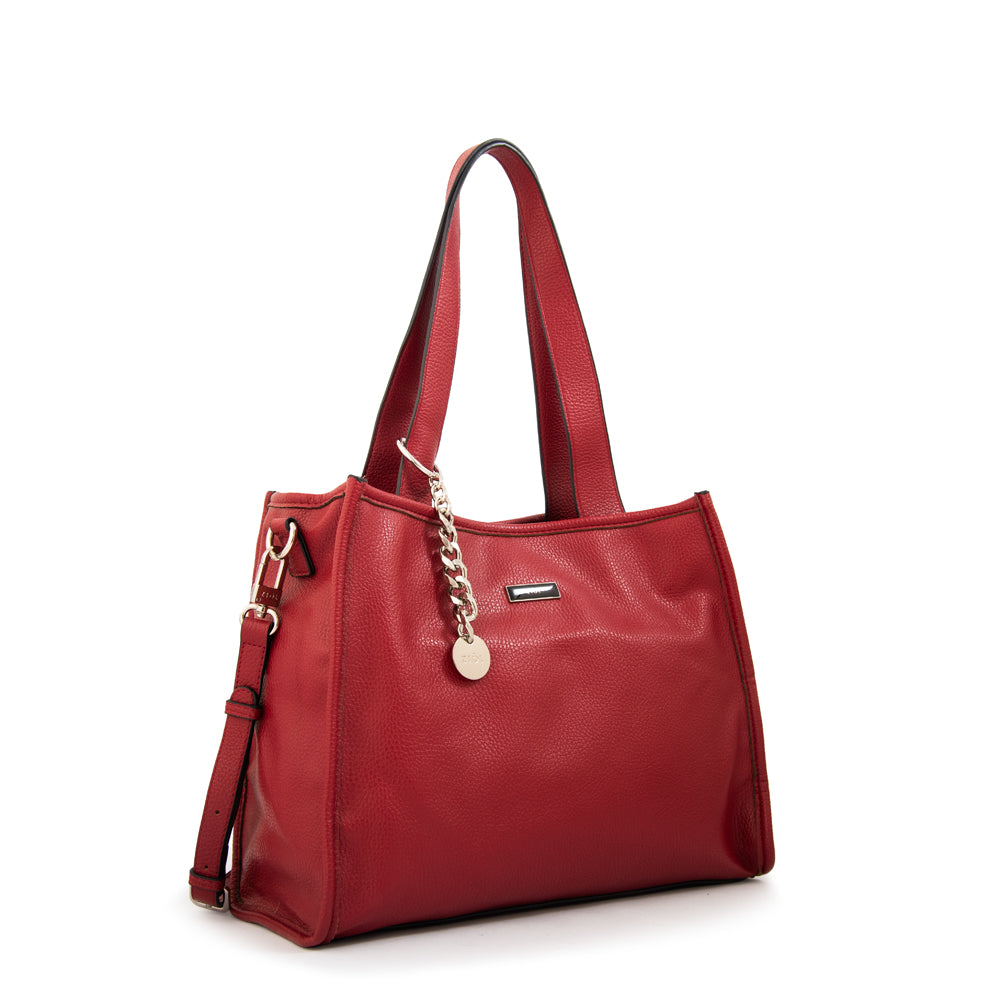 Cartera tote renatta mediana rojo oscuro