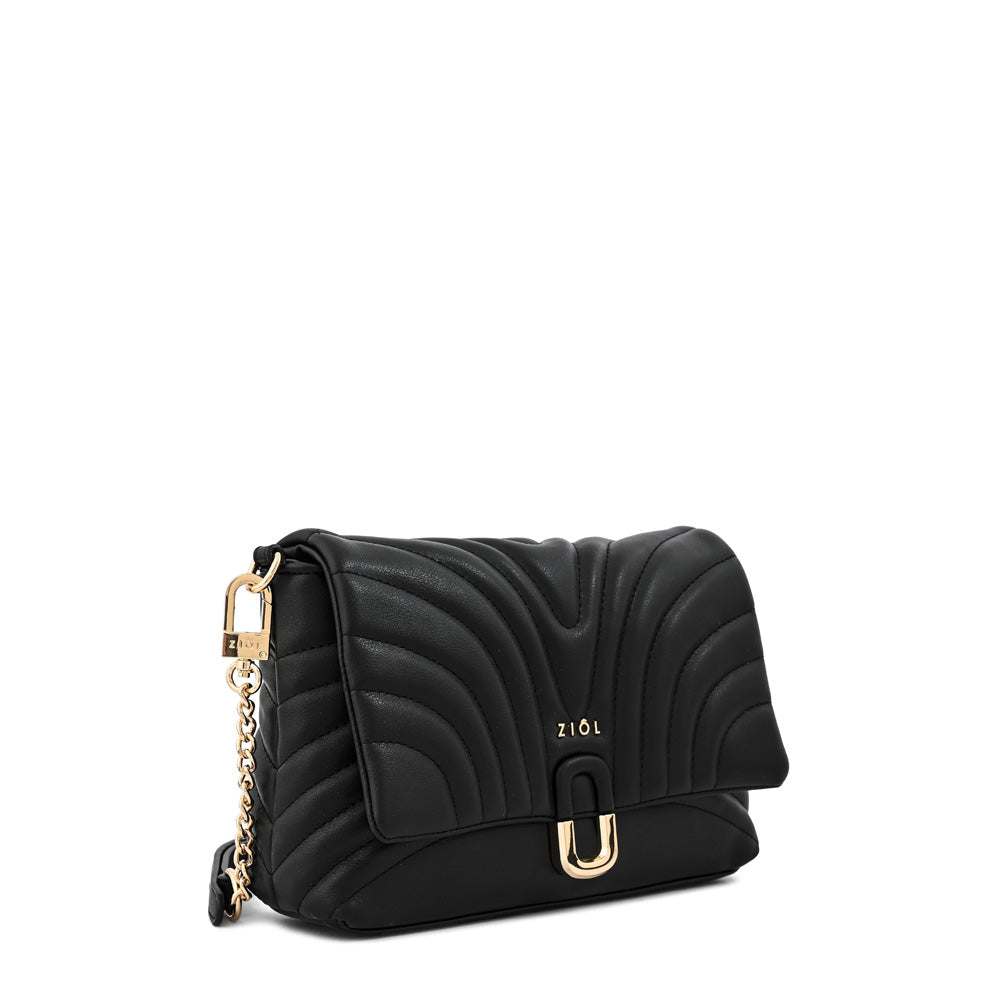 Cartera bandolera con tapa shannon pequeña negro