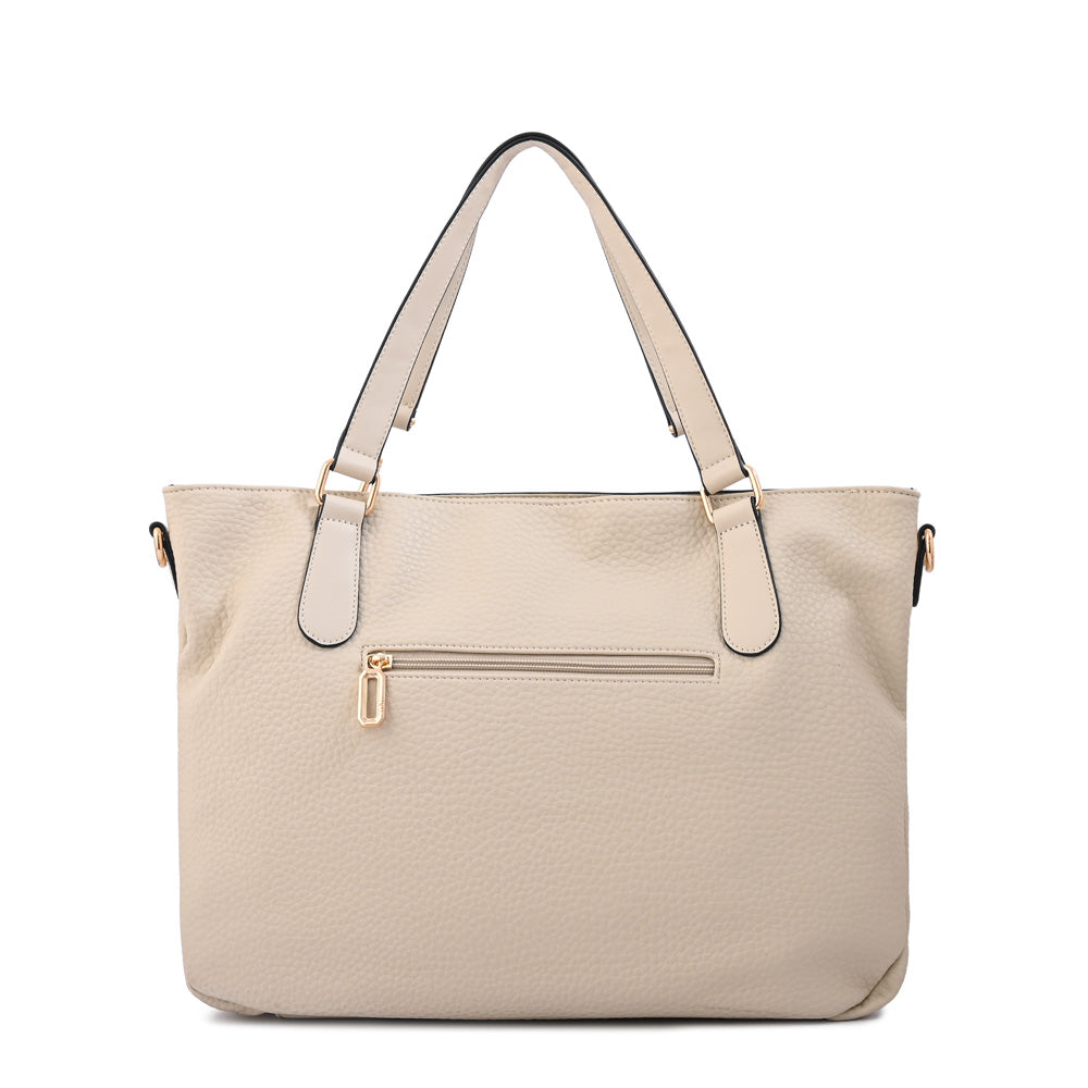 Cartera tote barbara grande blanco crudo