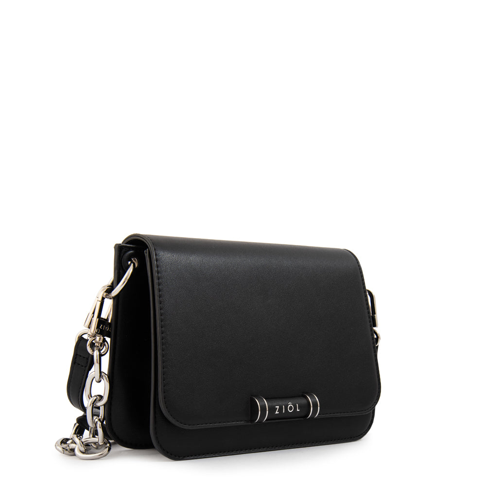 Cartera bandolera con tapa karina mediana negro