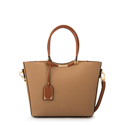 Cartera tote mandela grande beige oscuro