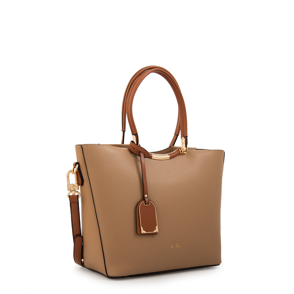 Cartera tote mandela grande beige oscuro