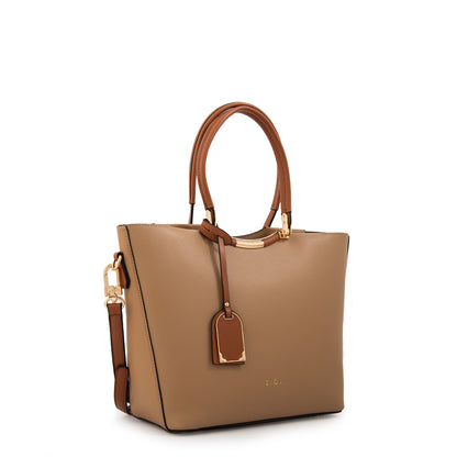 Cartera tote mandela grande beige oscuro