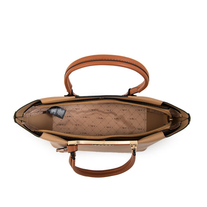 Cartera tote mandela grande beige oscuro