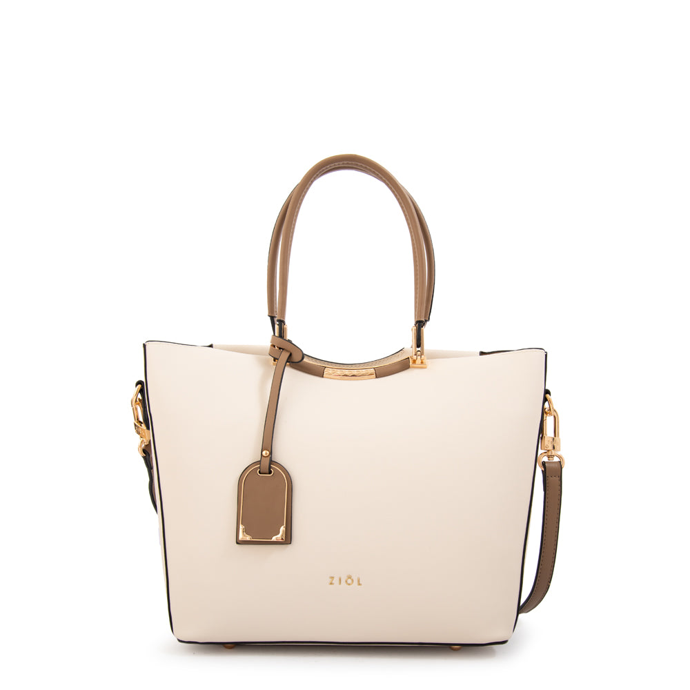 Cartera tote mandela grande blanco crudo