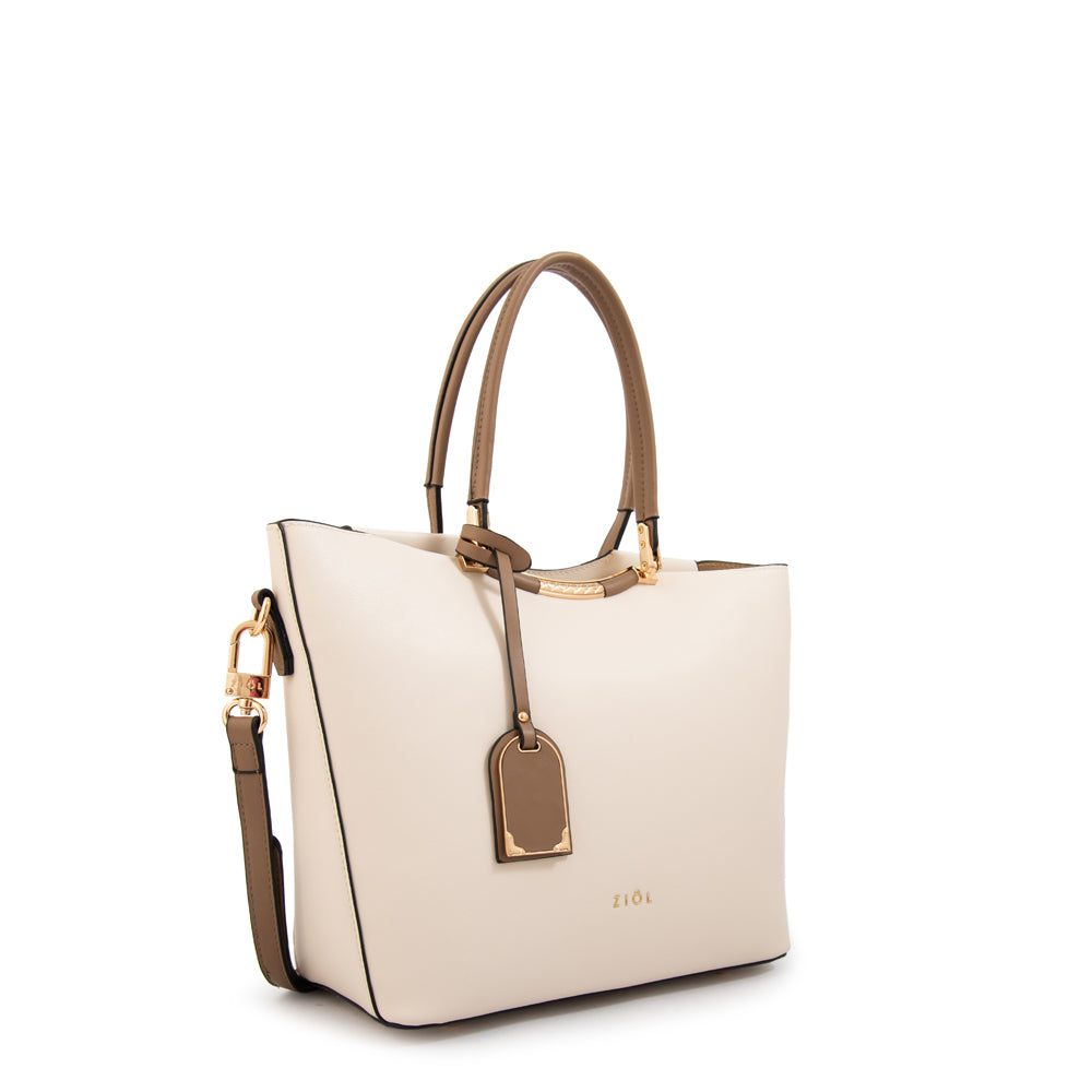 Cartera tote mandela grande blanco crudo