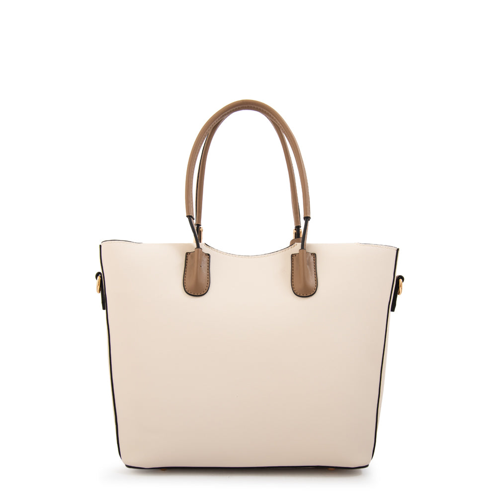 Cartera tote mandela grande blanco crudo