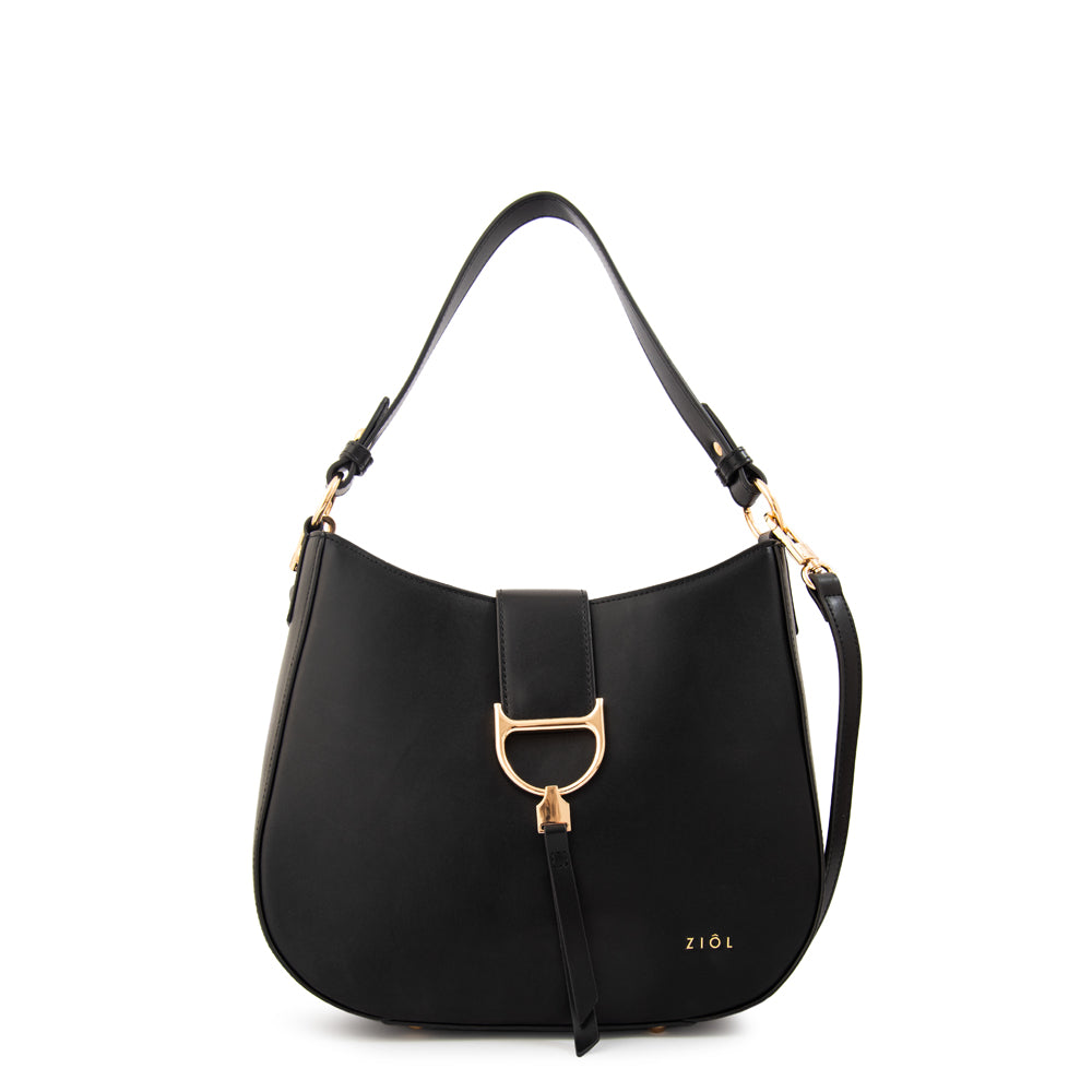 Cartera corte oval sarah mediana negro