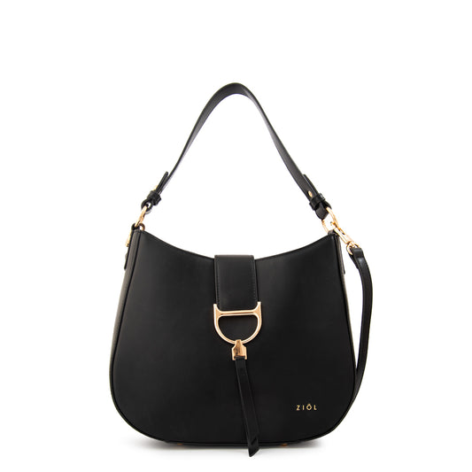 Cartera corte oval sarah mediana negro