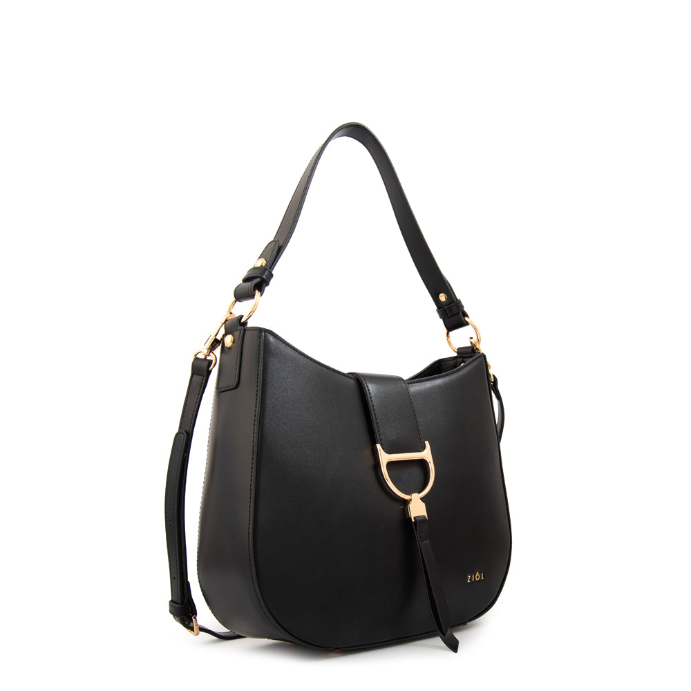 Cartera corte oval sarah mediana negro
