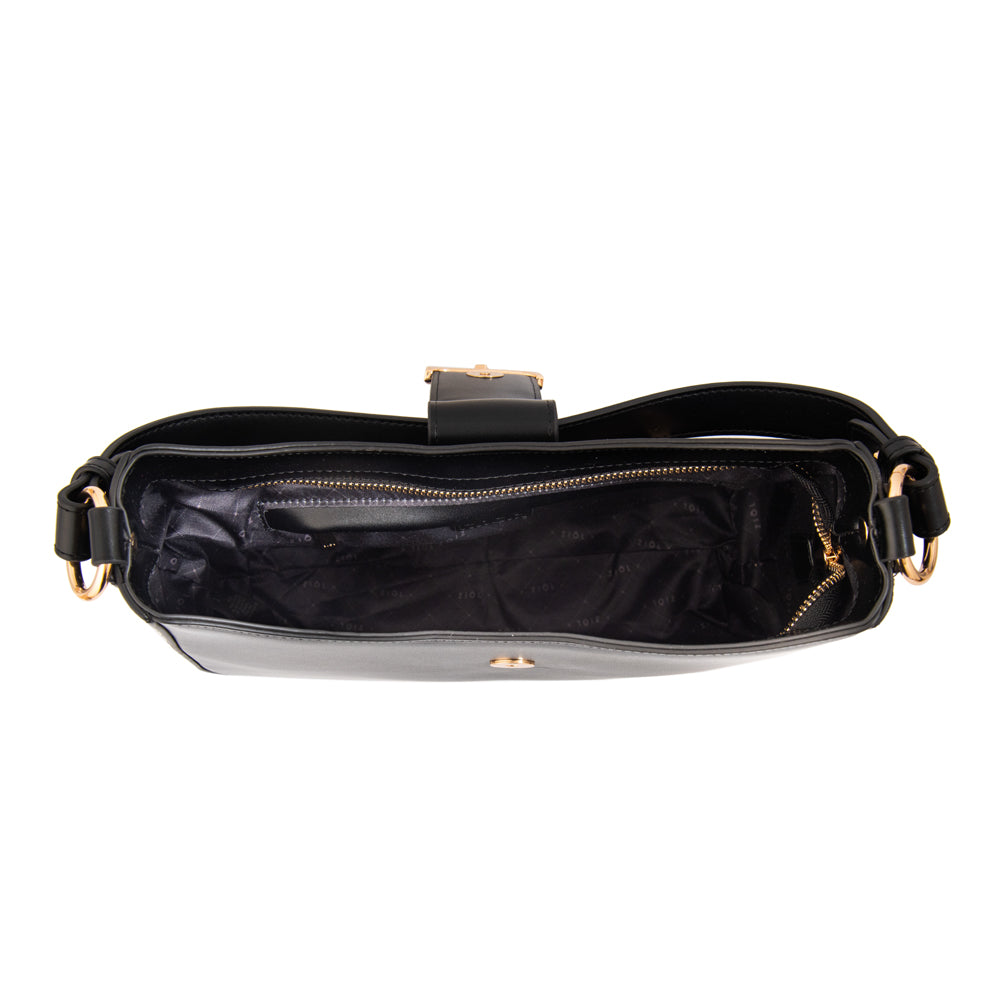 Cartera corte oval sarah mediana negro