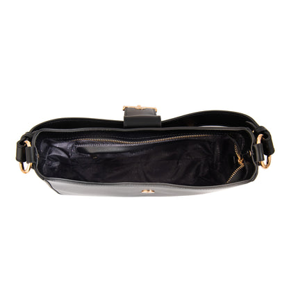 Cartera corte oval sarah mediana negro